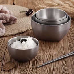 Bowls 1 Pcs Retro 304 Stainless Steel Rice Bowl Double Insulated Noodle Soup Kitchen Tableware