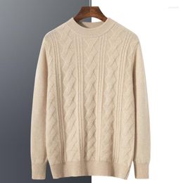 Men's Sweaters Autumn And Winter Solid Color Cashmere Round Neck Long Sleeve Padded Pullover Casual Sweater Knitted Bottoming Shirt