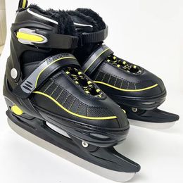 Ice Skates Adjustable Figure With Plus Fleece Thickened Blade Adults Kids Warm Waterproof Ball Knife Skating Shoes Patines 230815