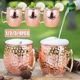 Mugs Cocktail Wine Cup Moscow Mule Mug Stainless Steel Hammered Copper Plated Beer Cup Coffee Cup Bar Drinkware Champagne Cup 230814