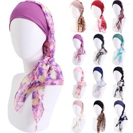 Ethnic Clothing Print Flower Women Inner Hijabs Cap Muslim Head Scarf Turban Bonnet Ready To Wear Islamic Wrap Underscarf Hat Hair Loss