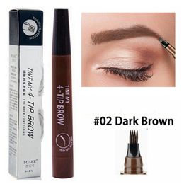 5 Colors Eyebrow Tattoo Pen Waterproof 4 Points Eyebrow Brush Pens Long Lasting Liquid Brow Shadow Pencil Natural Microblade Four-Pronged E350