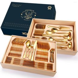 Dinnerware Sets Gold 84 Piece Set Cutlery Full Tableware Kitchen Picnic Cookware Kitchenware Vaisselle Cuisine