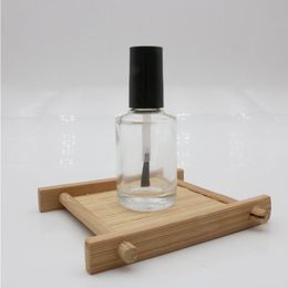 15ml Empty Nail Polish Bottle With Brush Refillable Clear Glass Nail Art Polish Storage Container Black Lid Tckbj