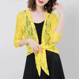 Women's Jackets 2023 Summer Elegant Women Shawl Capes Lady Lace Wraps Bow Tie Wrap Bolero Accessories Tops Sun Protection Coat Fairy WZ2202