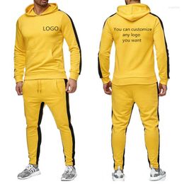 Men's Tracksuits Spring Autumn Casual Trend Hoodie Pullover Custom Logo Printing Harajuku High Quality Cotton Sports 2-piece Set