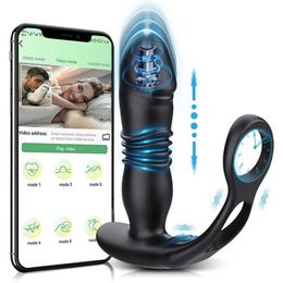 Sex Toy Massager App Control Telescopic Prostate Butt Plug Anal Vibrator for Men Ass Dildo Bluetooth Buttplug 9 Modes