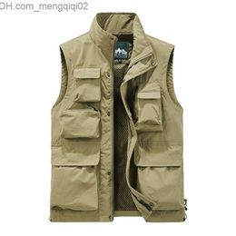 Men's Jackets Outdoor multi pocket quick drying fishing vest Men's thin mountain climbing waterproof military tactical vest Sleeveless jacket Z230817