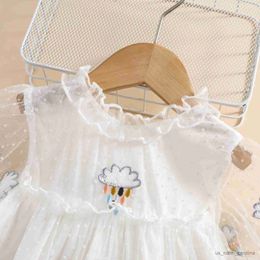 Girl's Dresses Cute Girls Dress Princess Birthday Party Dresses For Girls Tulle Puff Sleeve Cloud embroidery Dress Kids Costume 1-6Y R230815