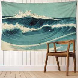 Tapestries Blue Painting Tapestry Wall Hanging Art Style Hippie Aesthetic Room Bedroom Decor
