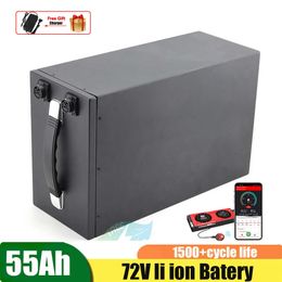 72V 55Ah Lithium Li ion Battery Pack with 60A BMS for Electric Motorcycle E-scooter +10A Charger
