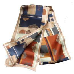 Scarves Light Luxury Champagne Camellia Double Layer Quality Silk Scarf Women's All-match Long Decorative BD38