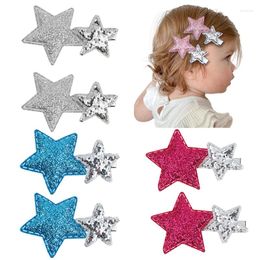 Haarzubehör Ncmama 2pcs/Lot 3cm Silber Star Clip für Baby Girls süße rosa Haarnadel Barrettes Boutique Kinder Kopfbedeckung