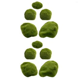 Decorative Flowers 10 Pcs Fake Moss Mould Wall Ornament Mossy Decor Faux Micro Home Imitated Artificial Stones 10cm