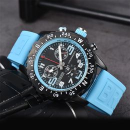 44mm fashion watch rubber quartz endurance pro reloj hombre red white black trendy sopt watchband chronograph classical designer watch all dial work sb048 Q2