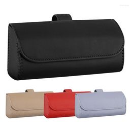 Interior Accessories PU Leather Universal Sunglasses Box For Car Hanging Sun Visor Storage Ticket Card Holder Autos