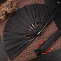 Decorative Figurines 1pcs Vintage Black Chinese Style Folding Fan Wedding Party DIY Solid Colour Pocket Hand Craft