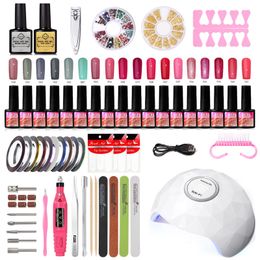 Nail Art Kits 1Set Gel Polish Kit Nails Accessories With Uv Led Lamp Extended Glue Tweezers Tools For Manicure Crystal 230815