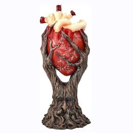 Novelty Items Red Anatomical Heart Tree with Greenman Trunk Statue Figurine Gothic Ornament Crafts Sculpture for Halloween Home Decoration J230815