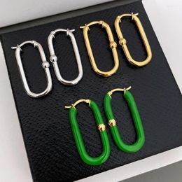 Hoop Earrings Famous European Designer Brand Geometric U-shaped 18K Gold Green Chains Women Fashion High-End Jewellery Accessories