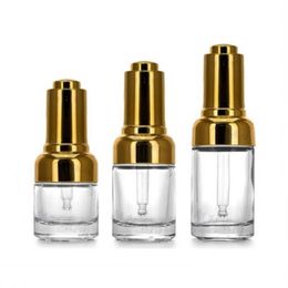 20 30 50ML Clear Glass Essential Oil Dispenser Bottle With Gold Silver Aluminium Press Pump Glass Dropper Tube Glass Eye Dropper Bottles Vbcd