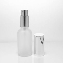 30ML 1Oz Refillable Frosted Round Glass Perfume Bottle With Aluminium Atomizer Empty Cosmetic Makeup Spray Bottle Container For Travel Gxuhl