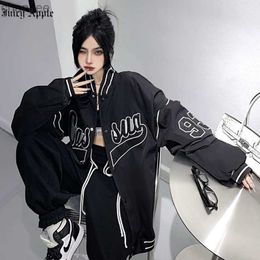 YICIYA Black Bomber Woman Varsity jacket American Vintage Windbreak Baseball Jackets Long Sleeves Women's Winter Coats Fashion HKD230815