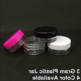 3Gram Clear Empty Sample Jar Round Shape 3ML Cosmetic Face Cream Transparent Plastic Jars Gift Container White Clear Lid Ggevm