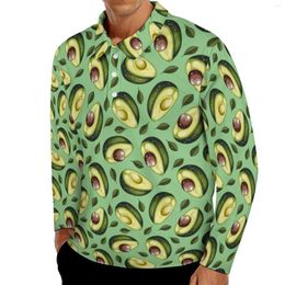 Мужские половые модные зеленые зеленые авокадо рубашки Поло мужчина милые фрукты повседневная рубашка осень воротник с длинным рукавом y2k.