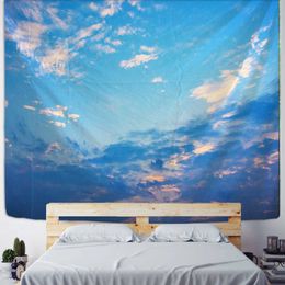 Tapestries Sun Clear Sky Clouds Tapestry Wall Hanging Blue Sky Clouds Bedspread Dorm Cover Beach Towel Backdrop Home Room Wall Art Decor