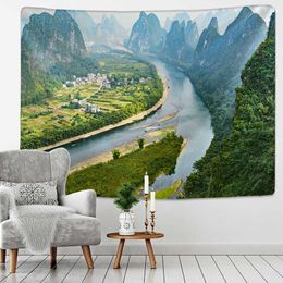 Tapestries Mountain Scenery Tapestry Wall Hanging Highway Natural Simple Travel Bedspread Home Art Decor