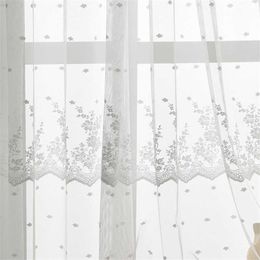 Curtain White lace floral tulle Curtains sheer for living room bedroom window European kitchen curtain drapes