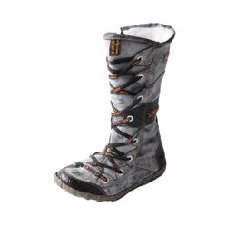 Boots TMA EYES Winter Long Washed Contrast-Stitch Lace Side Zipper Women's Boots 230814