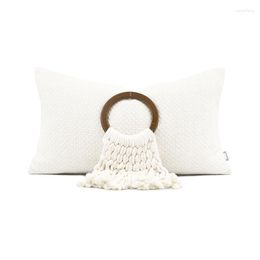 Pillow Decorative Cover Set For Living Room Knitted Tassel Waist Pillows Solid White Sofa S 30x50cm