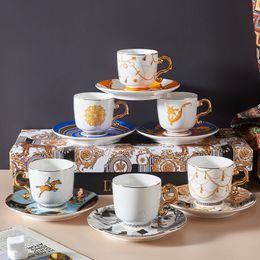 Mugs Exquisite Turkish Ceramic Coffee Cup Saucer Two Piece Espresso Small Three legged Mini 230815