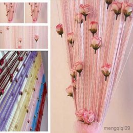 Curtain Flower Rose Romantic Pastoral Line Curtain Living Room Divider String Curtains Store Decoration R230815