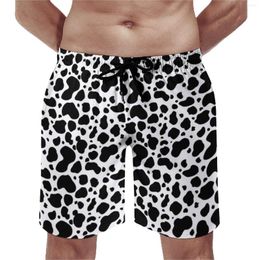 Pantaloncini da uomo stampare mucca in ginnastica in bianco e nero animale beach beach sportstness fitness rapido a secco su misura tronchi