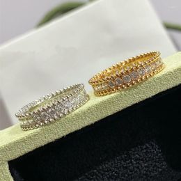 Cluster Rings Exquisite 925 Pure Single Row Diamond Bead Ring Women's Fashion Temperament Trend High End Jewellery Party Gift