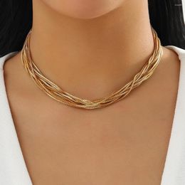 Chains AENSOA Multilayer Charm Thin Chain Choker Necklace For Women Punk Party Wedding Collier Femmel Simple Fashion Jewellery