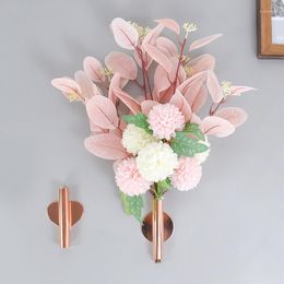 Vases 1Pcs Creative Rose Golden Stainless Steel Wall-mounted Vase Living Room Wall Holder Flowerpot Home Wedding Hanging Decoration