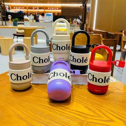 Mugs 300ml 430ml Lock Shaped Insulation Thremos Vacuum Cup Stainless Steel Slung Over Body High capacity Travel Water Bottle Portable 230814