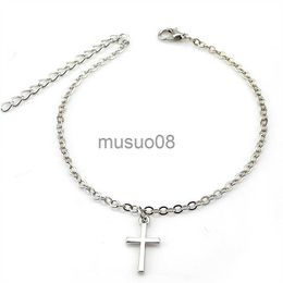 Anklets Bohemia Cross Pendant Ankle Brelet Fashion Foot Jewelry for Women Summer Beh Party cessory Stainless Steel Anklet J230815