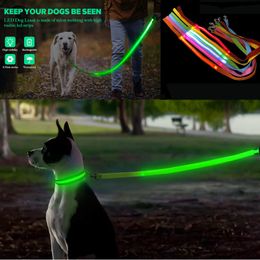 Dog Apparel Glowing Led Leash Usb Rechargeable Pet Flashing Nylon Webbing Leashes 3 Lighting Modes Keep Your Pets Safe In Darkness 230814