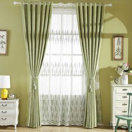 Curtain Green leaves Sheer Tulle Curtains for Bedroom Living Room embroidered Voile Drapes Window Curtain Eyelet R230815