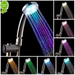 Shower Head Led Rainfall Shower Sprayer Automatically Color-Changing Temperature Sensor Water Saving Showerhead For Bathroom