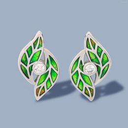 Stud Earrings TIOWIOS 2023 Geometric Are Green Leaf Pearl Elegant Fashion Pendientes Jewellery Gift For Women