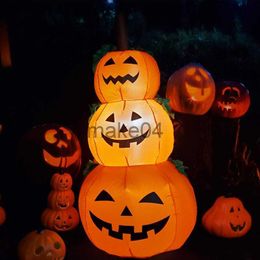 Novelty Items 120CM Giant Halloween Pumpkin Ghost Inflatable LED Lighted Toys 3 JackOLanterns Yard Graden Home Decoration Party Props Airbow J230815