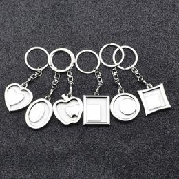 Photo frame keychain alloy locket lover picture key chain key rings heart pendants for women men anniversary present