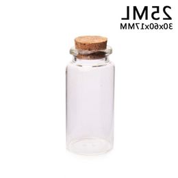 25ML 30X60X17MM Small Mini Glass Bottles Jars with Cork Stoppers/ Message Weddings Wish Jewelry Party Favors Small Mini Glass Bottle Fepdm