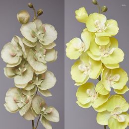 Decorative Flowers 8-Heads Artificial Butterfly Orchid Fake Phalaenopsis Simulation Flower Real Touch Plants Wedding Home Christmas